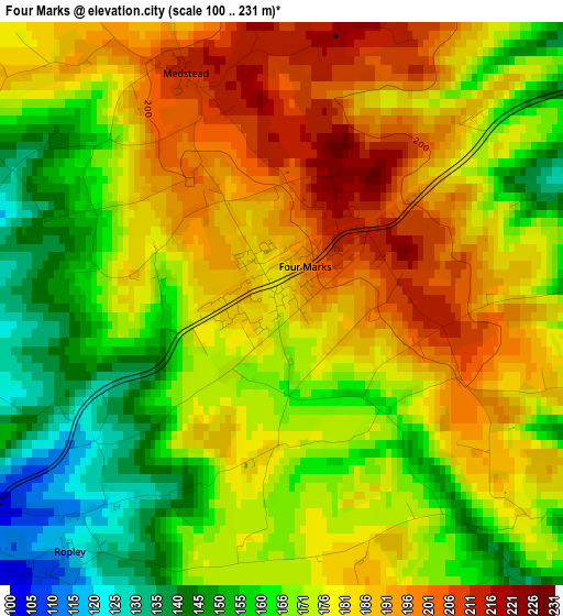 Four Marks elevation map