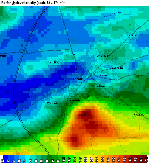 Forfar elevation map