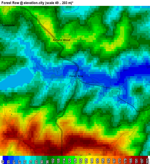 Forest Row elevation map