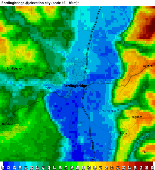 Fordingbridge elevation map