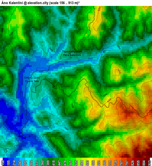 Áno Kalentíni elevation map