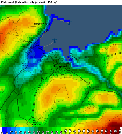 Fishguard elevation map