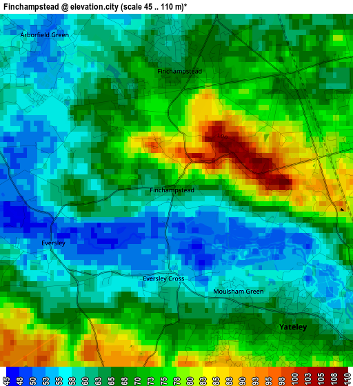 Finchampstead elevation map