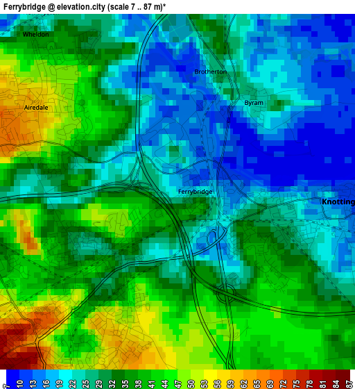 Ferrybridge elevation map