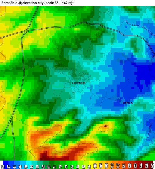 Farnsfield elevation map