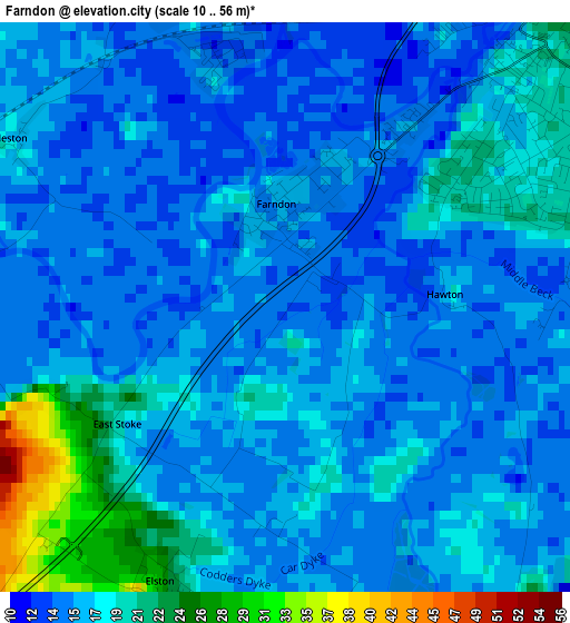 Farndon elevation map