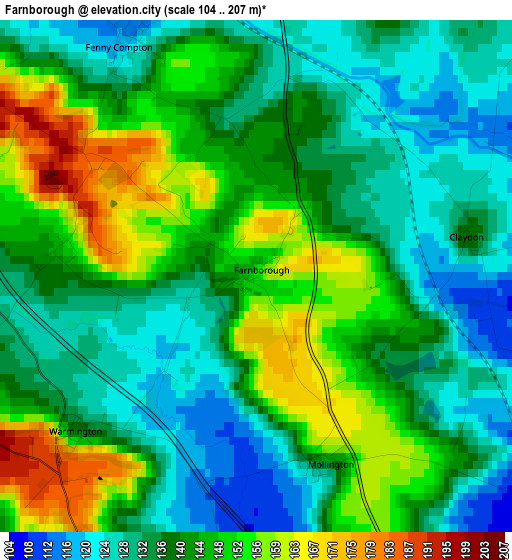 Farnborough elevation map