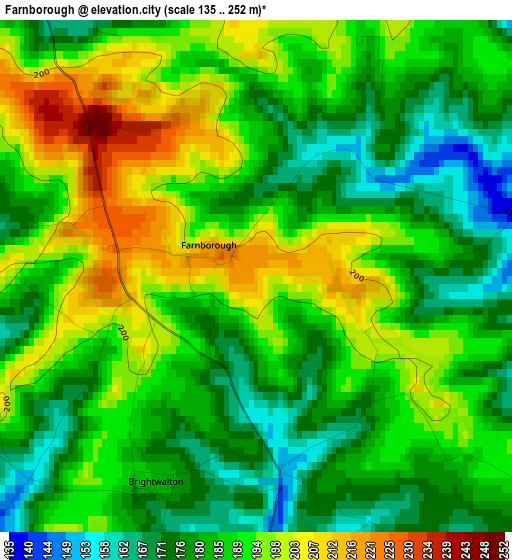 Farnborough elevation map