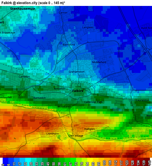 Falkirk elevation map