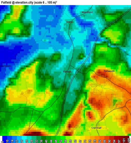 Falfield elevation map