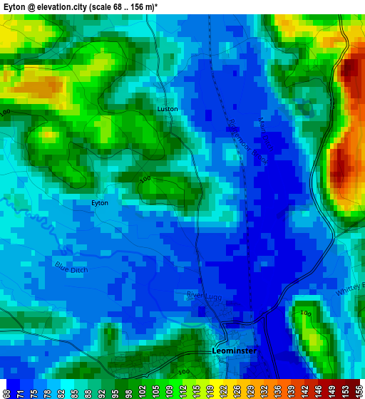 Eyton elevation map