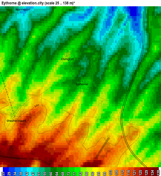 Eythorne elevation map