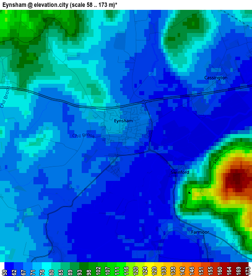 Eynsham elevation map