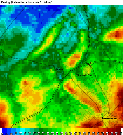 Exning elevation map