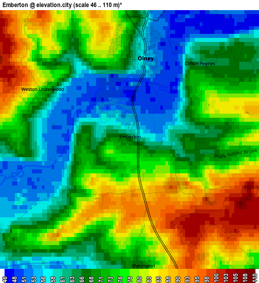 Emberton elevation map