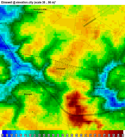 Elmswell elevation map