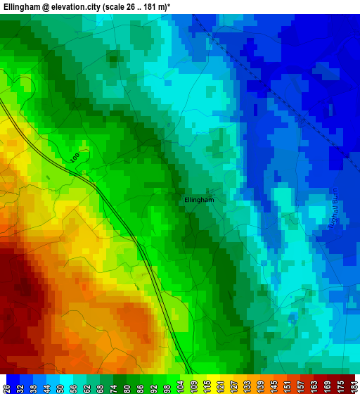 Ellingham elevation map