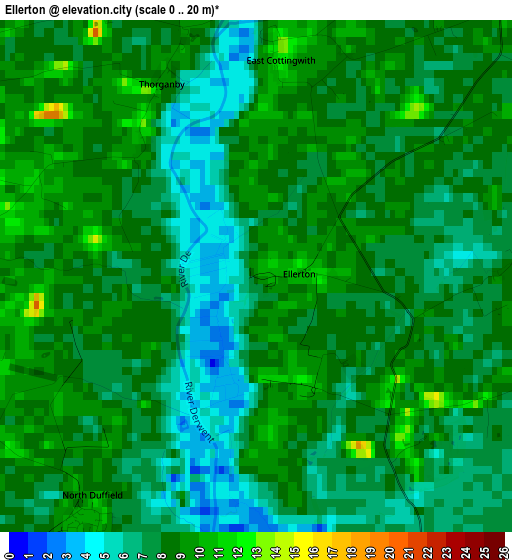 Ellerton elevation map