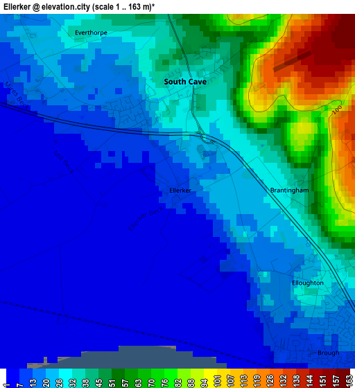 Ellerker elevation map