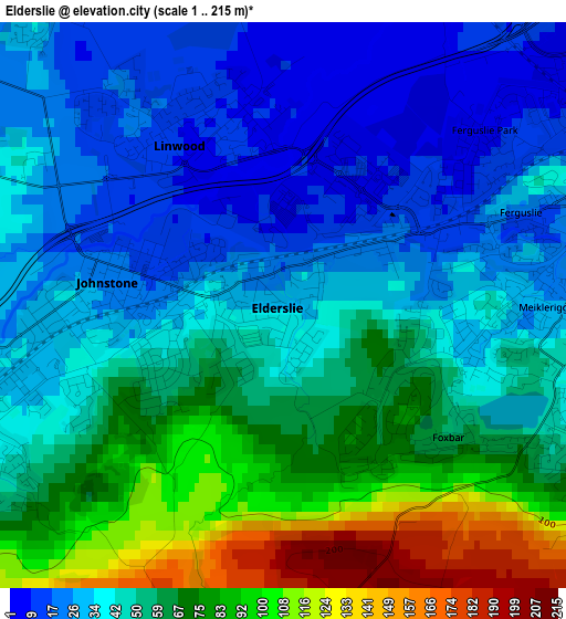Elderslie elevation map