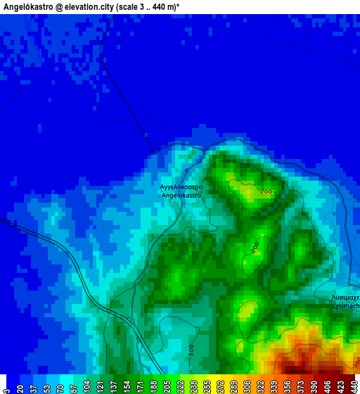 Angelókastro elevation map