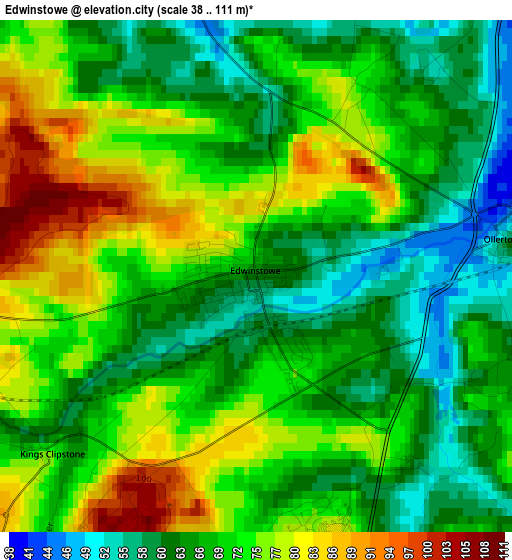 Edwinstowe elevation map