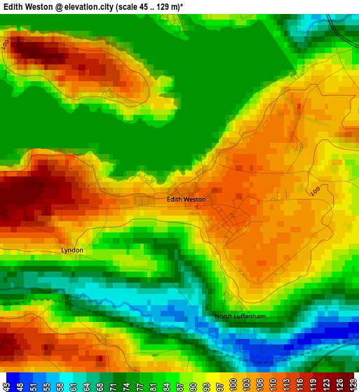 Edith Weston elevation map