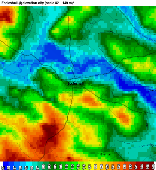 Eccleshall elevation map