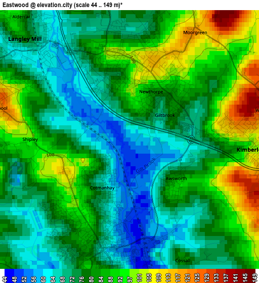 Eastwood elevation map