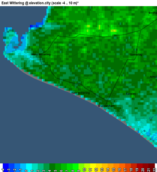 East Wittering elevation map