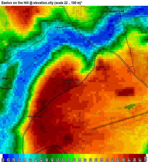 Easton on the Hill elevation map