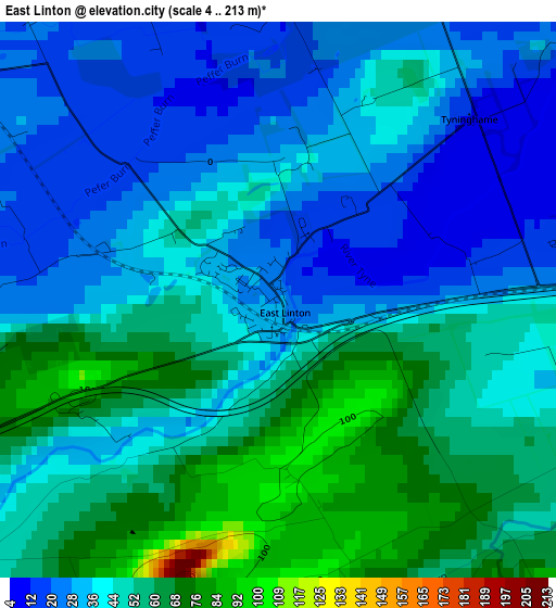East Linton elevation map