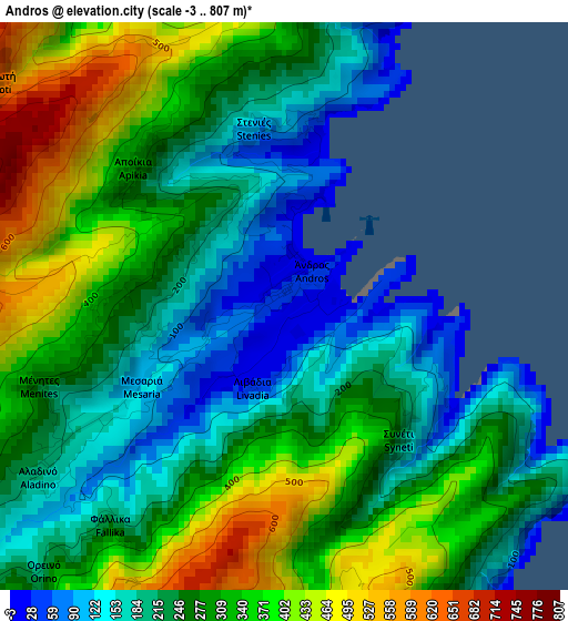 Andros elevation map