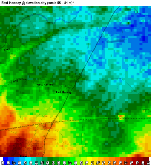 East Hanney elevation map