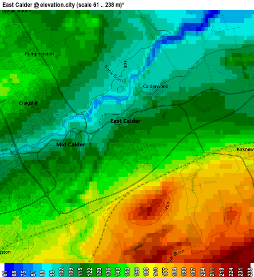 East Calder elevation map