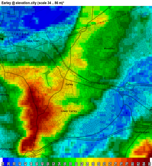 Earley elevation map