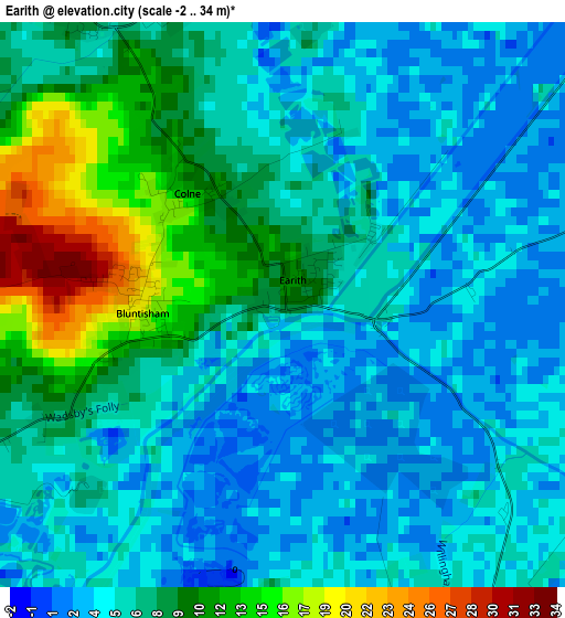 Earith elevation map