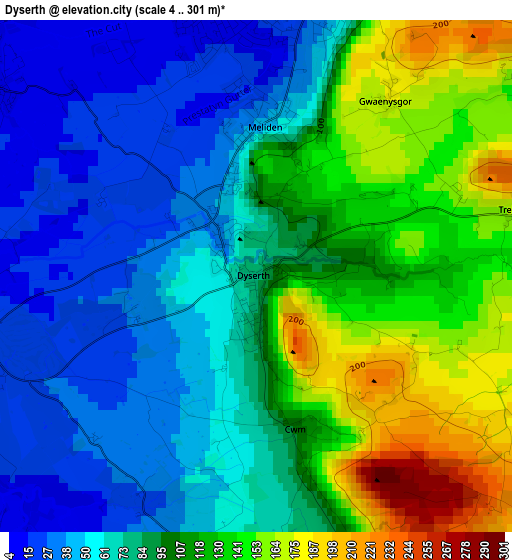 Dyserth elevation map