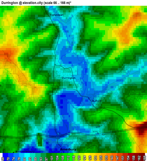 Durrington elevation map