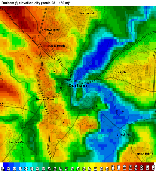 Durham elevation map