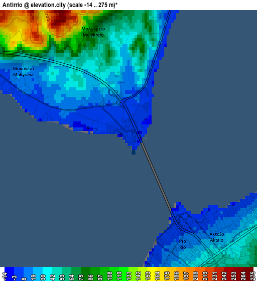 Antirrio elevation map