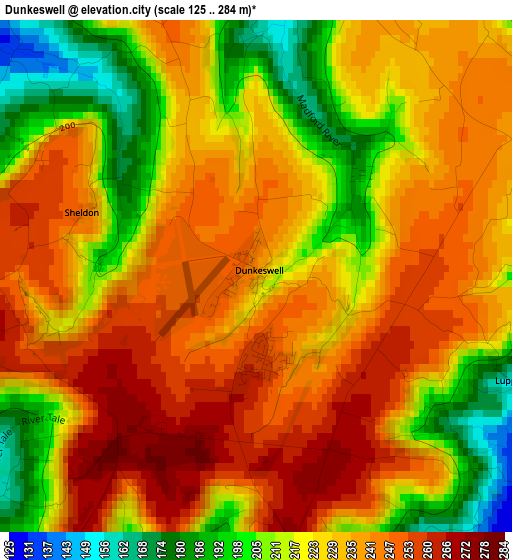 Dunkeswell elevation map