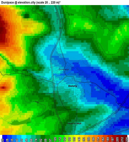 Dunipace elevation map