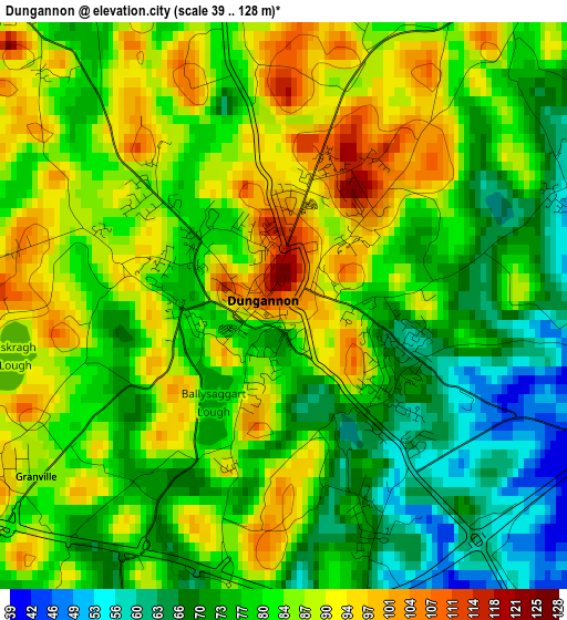 Dungannon elevation map