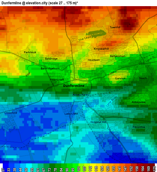 Dunfermline elevation map