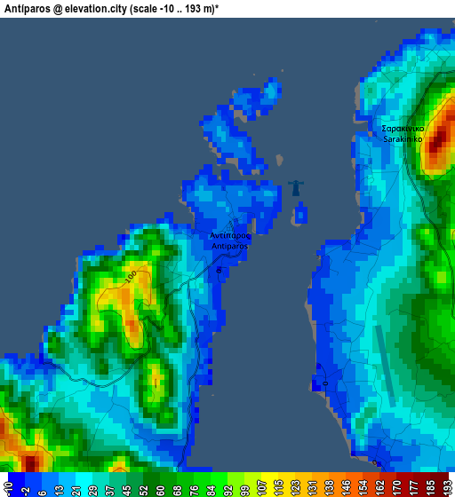 Antíparos elevation map