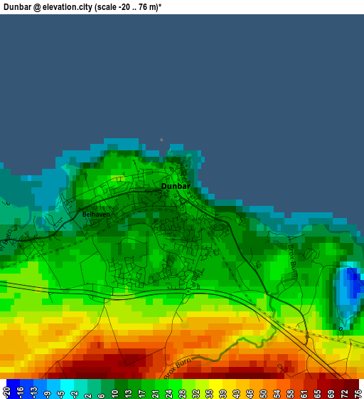 Dunbar elevation map