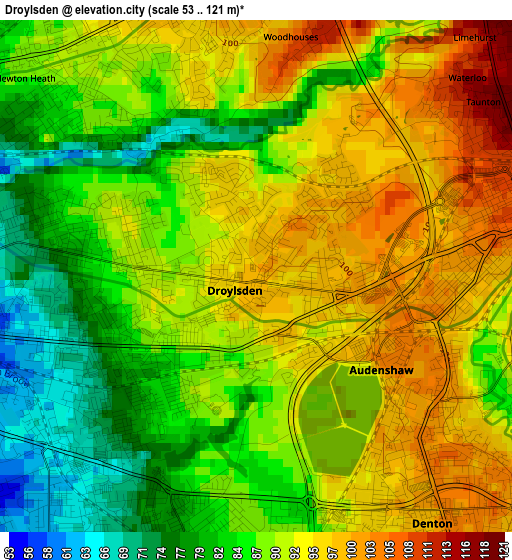 Droylsden elevation map