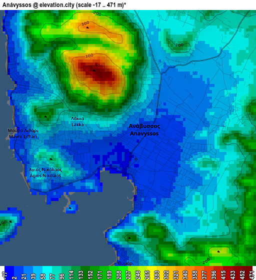 Anávyssos elevation map