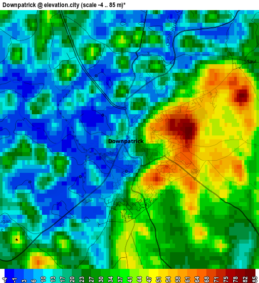 Downpatrick elevation map